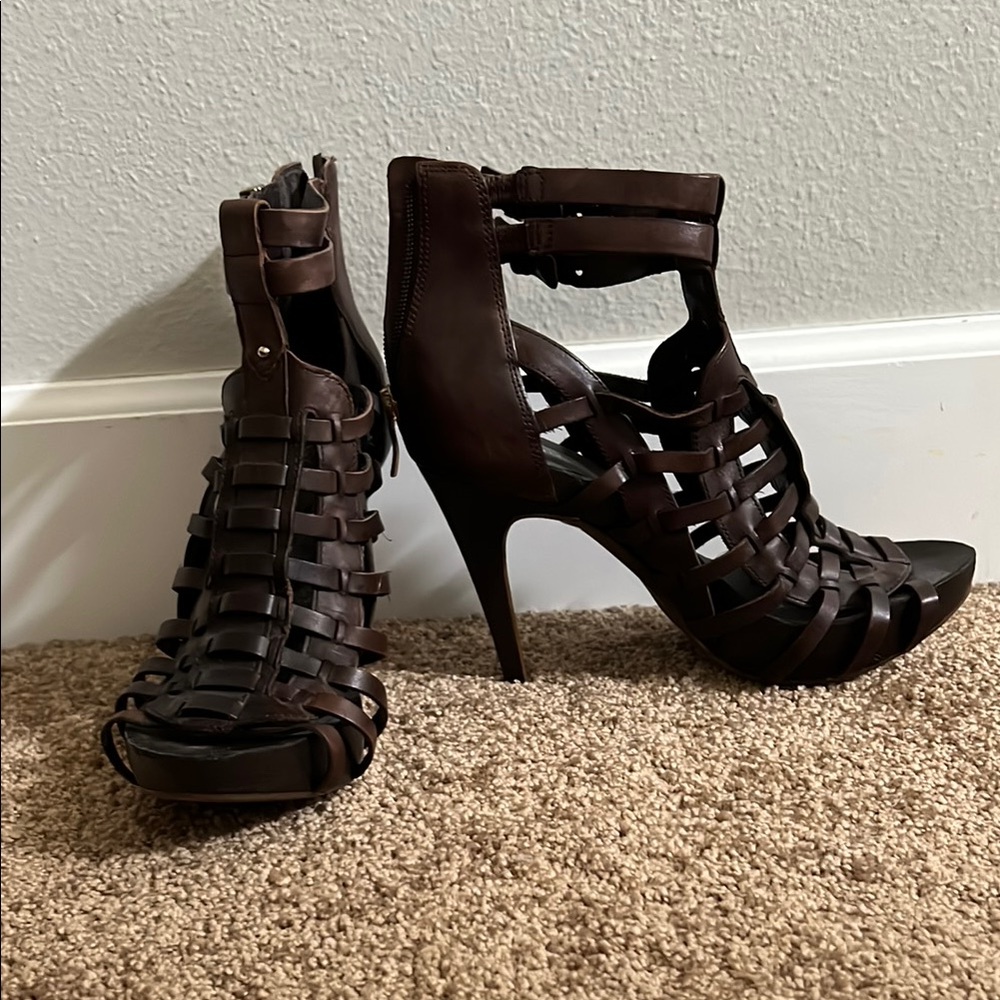 Elegant Brown Strappy Heels